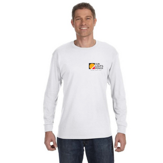 White Gildan Adult Heavy Cotton™ Long-Sleeve T-Shirt