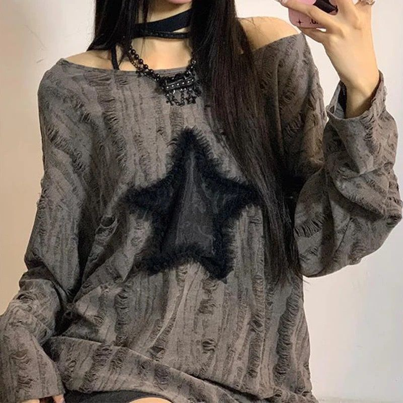 Oversize Star Pattern Sweater