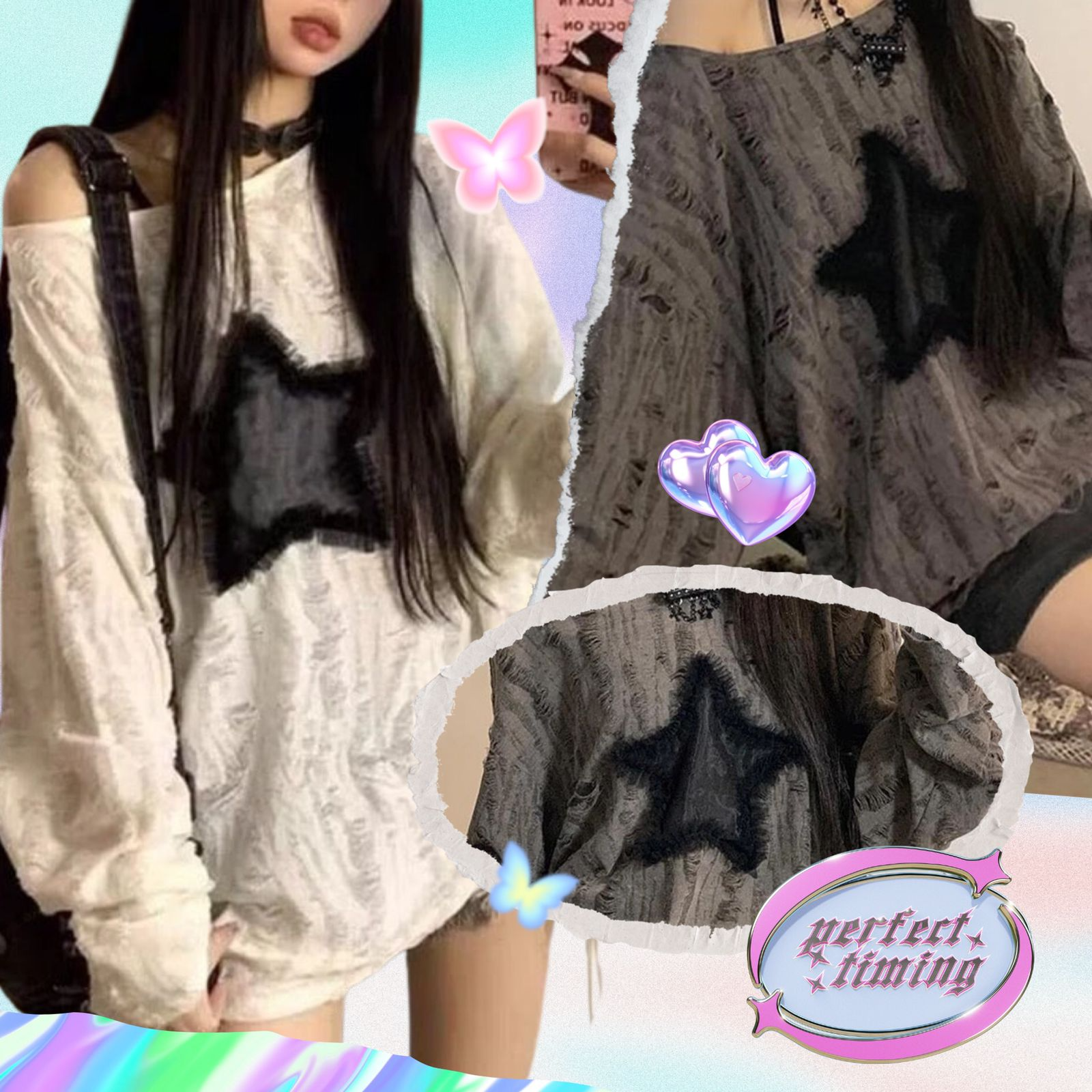Oversize Star Pattern Sweater