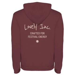 Sweat Capuche Bordeaux Unisexe  - Soleil Coeur - "Lovely Inc." Dos