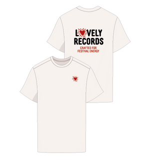 T-shirt Loose Blanc Unisexe - Poitrine "Lovely Records" cœur "cœur soleil"