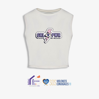 Crop top Loose Ivoire Femme - "GIRL POWER" Poitrine