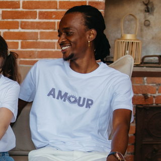T-shirt Loose Blanc Unisexe - Amour Violet