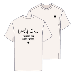 T-shirt Loose Blanc Unisexe -"Lovely Inc" dos Noir + coeur "soleil"