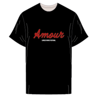 T-shirt Loose Noir Unisexe - Poitrine "Amour festival"