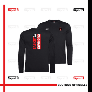 T-shirt manches longues polyester noir - Hommes 