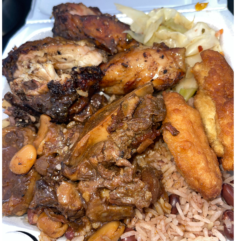 Oxtail and Jerk Chicken Dinner Large Image