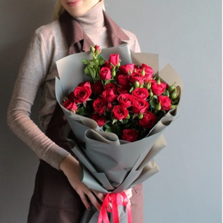 Belle Red Bush Rose Bouquet