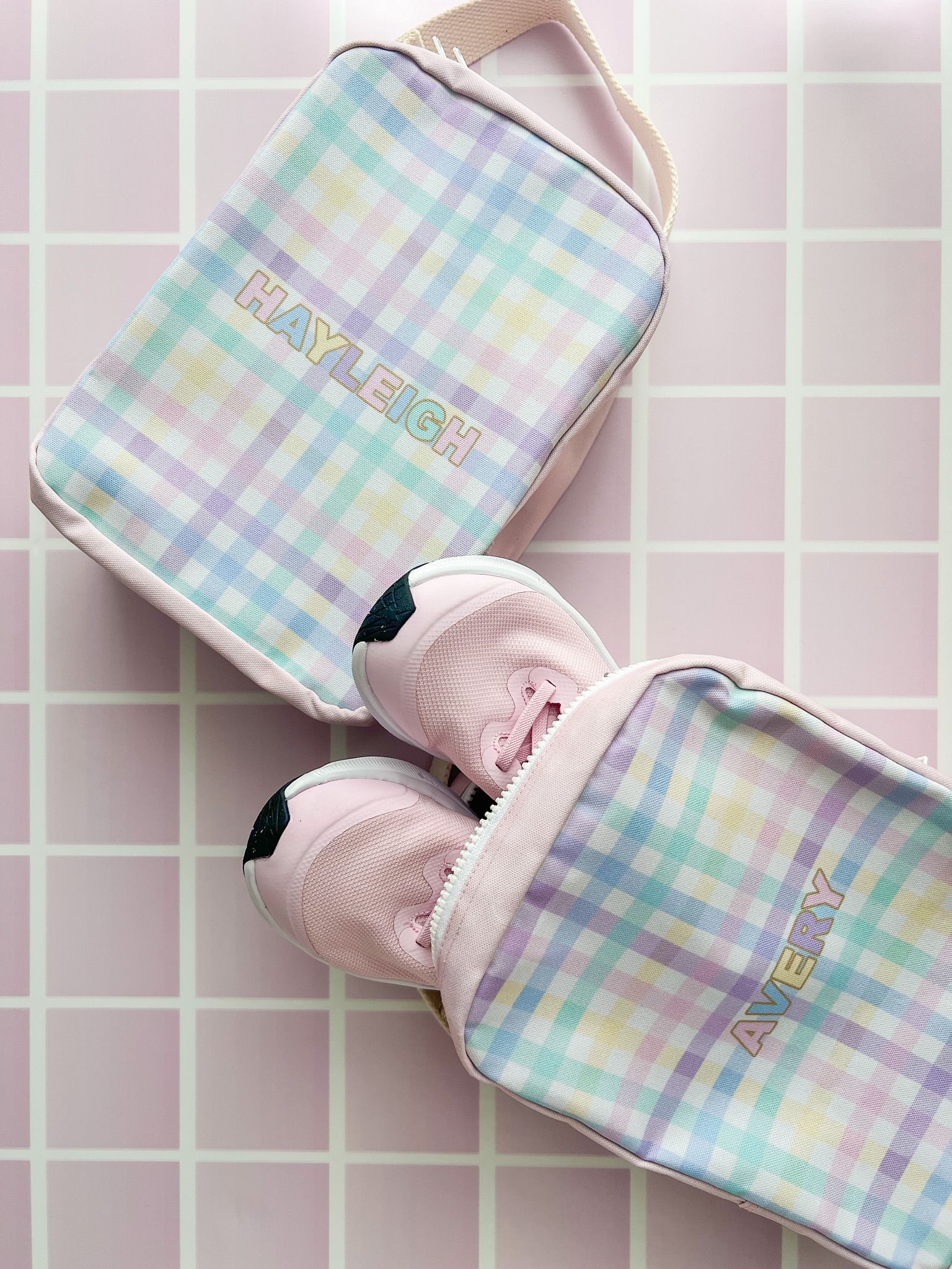 Shoe Bag -Pink Gingham