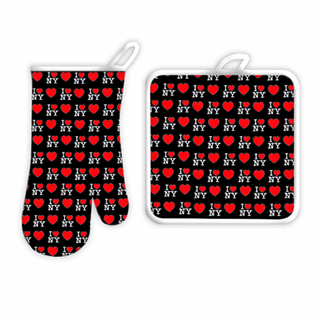 Ny Oven Glove + Pot Holder I Love Ny (Blk)