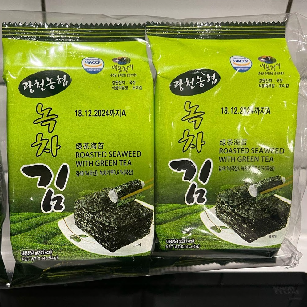 3 條裝韓國零食紫菜（綠茶味)Korean Seaweed Snacks (Green Tea) Main Image