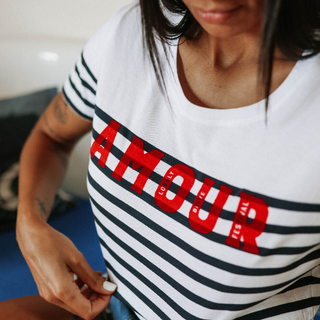 T-shirt marinière OC + AMOUR Rouge velours