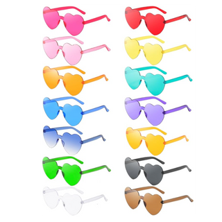 Multicolor Heart Shaped Sunglasses - Pack w/14