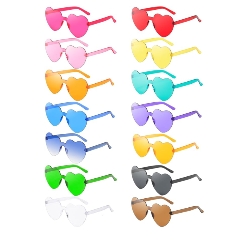 Multicolor Heart Shaped Sunglasses - Pack w/14