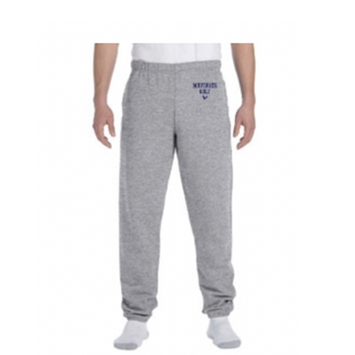Jerzees Adult Super Sweats® NuBlend® Fleece Pocketed Sweatpants.   (Gray with Navy print)