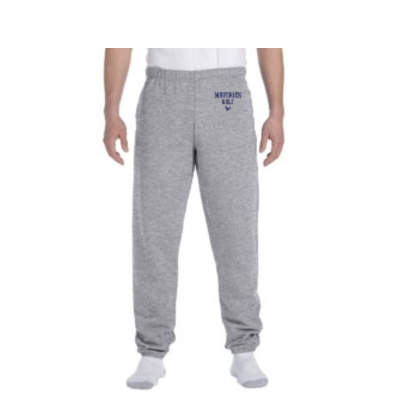 Jerzees Adult Super Sweats® NuBlend® Fleece Pocketed Sweatpants.   (Gray with Navy print) Main Image