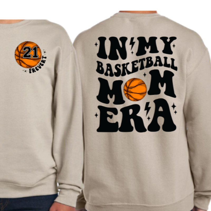 Custom In My Basketball Mom Era Unisex Sand Crewneck  Main Image