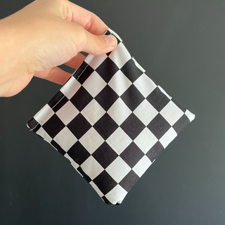 Black & White Checkered  Print Floral Boo-Boo Bag