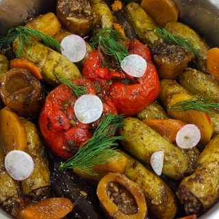 محاشي (كوسا - باذنجان - بطاطس - فلیفلة)  Mahashi (zucchini - eggplant - potatoes - red peper)