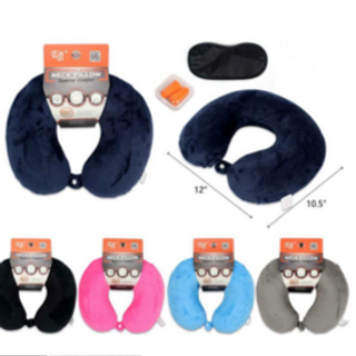 U NECK PILLOW W/ EAR PLUGS & EYE MASK 75953