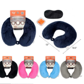 U NECK PILLOW W/ EAR PLUGS & EYE MASK 75953