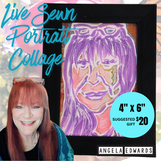 4" x 6" Framed Sewn Collage Portrait