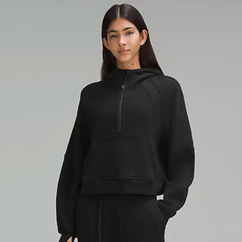 Scuba Oversized Half-Zip Hoodie - Black