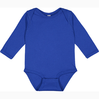 Rabbit Skins Infant Long Sleeved Body Suit (Royal/White text)