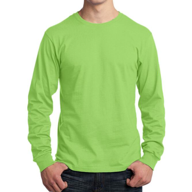 Port & Company Long Sleeve Tee (Lime/Black text) Main Image