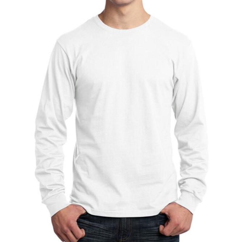 Port & Company Long Sleeve Tee (White/Black text) Main Image