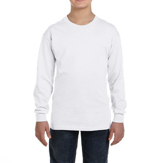 Gildan Youth Long Sleeve Shirt (White/Black text)