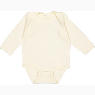 Rabbit Skins Infant Long Sleeved Body Suit (Natural/Black text)