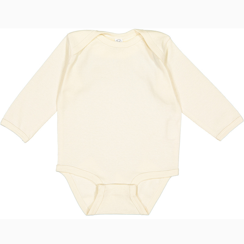 Rabbit Skins Infant Long Sleeved Body Suit (Natural/Black text) Main Image