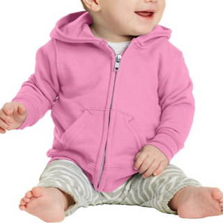 Port & Company Infant Zip Sweatshirt (Candy Pink/White text)