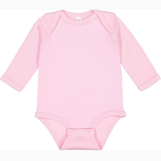 Rabbit Skins Infant Long Sleeved Body Suit (Pink/Black text)