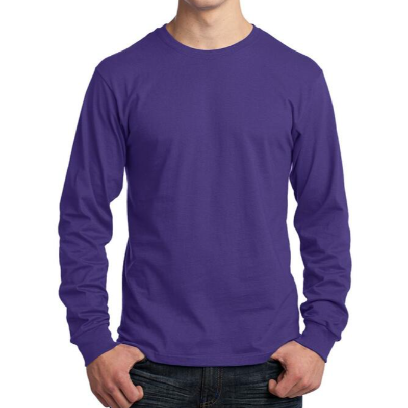 Port & Company Long Sleeve Tee (Purple/White text) Main Image