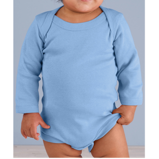 Rabbit Skins Infant Long Sleeved Body Suit (Light Blue/Black text)