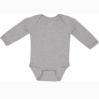 Rabbit Skins Infant Long Sleeved Body Suit (Heather Grey/Black text)