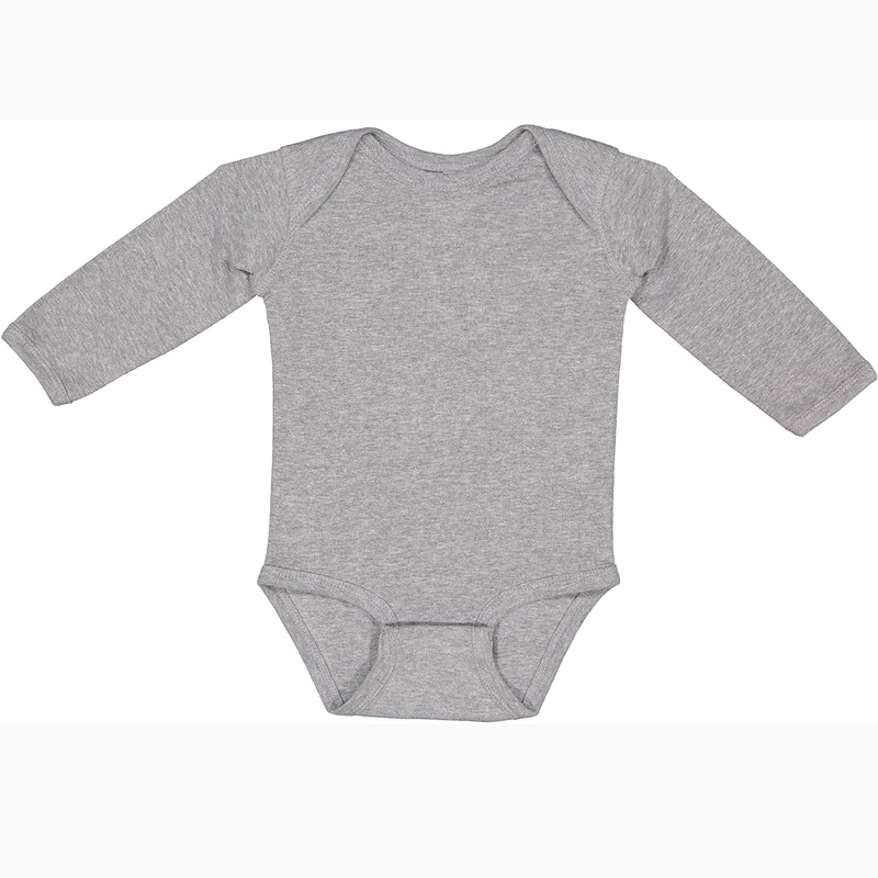 Rabbit Skins Infant Long Sleeved Body Suit (Heather Grey/Black text) Main Image