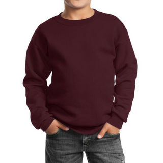 Port & Company Youth Crewneck (Maroon/White text)