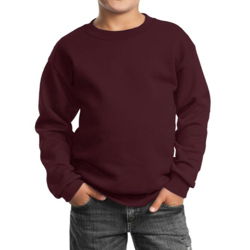 Port & Company Youth Crewneck (Maroon/White text) Main Image