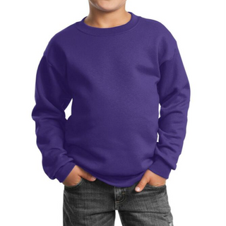 Port & Company Youth Crewneck (Purple/White text)