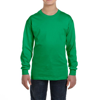 Gildan Youth Long Sleeve Shirt (Irish Green/White text)