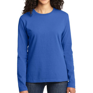 Port & Company Ladies' Long Sleeve Tee (Royal/White text)