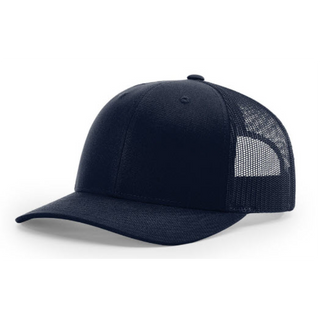 Youth Size Leather Patch Trucker Cap (Navy with Natural Leather Patch)