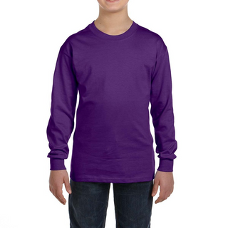 Gildan Youth Long Sleeve Shirt (Purple/White text)