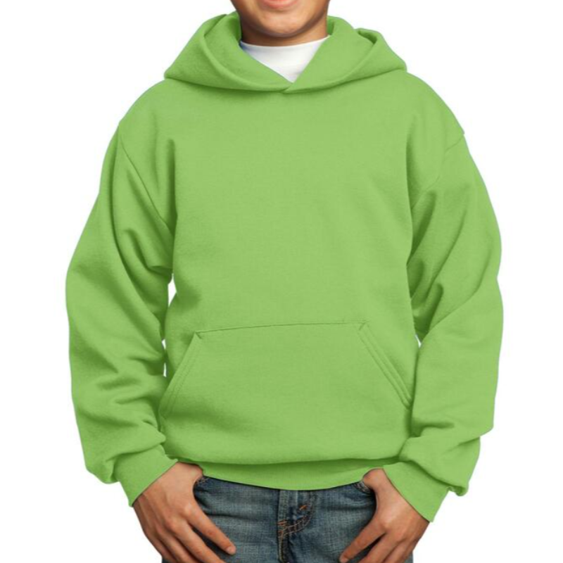 Port & Company Youth Hoodie (Lime/Black text) Main Image