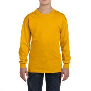 Gildan Youth Long Sleeve Shirt (Gold/Black text)