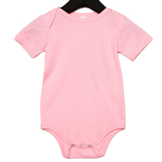 Bella + Canvas Infant Short Sleeved Body Suit (Pink/Black text)