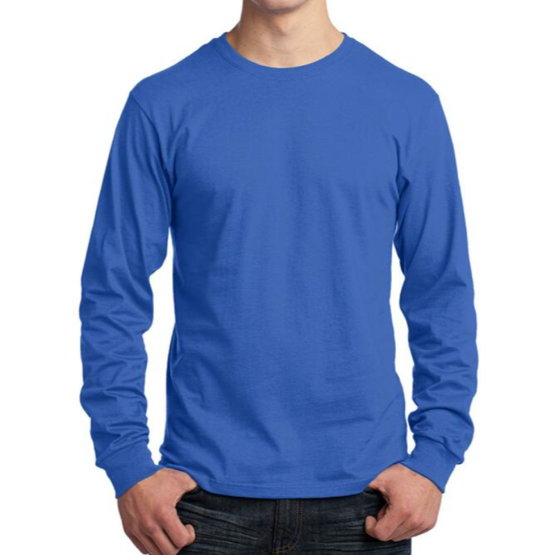 Port & Company Long Sleeve Tee (Royal/White text) Main Image